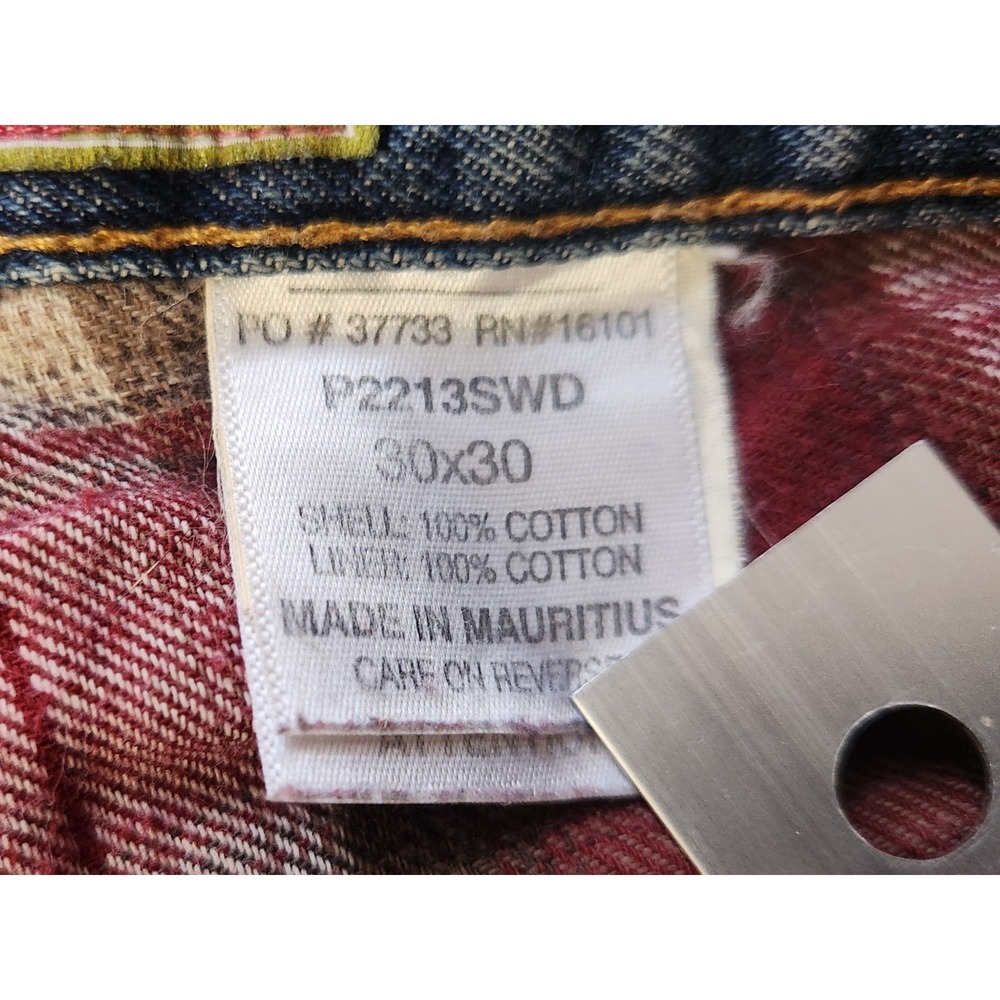 BERNE Mens Carpenter Jeans Size 30x30 Blue Denim Red Flannel Lined Workwear Pant - Picture 14 of 16
